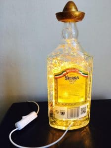 Upcycled Sierra Tequila Bottle Fairy Light USB Table Lamp