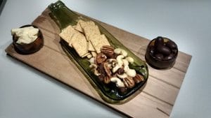 Olive Green Wine Bottle Upcycled Nibbles Dish