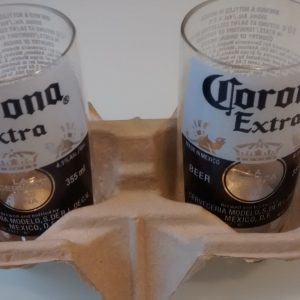 Upcycled Corona Stubby Bottle Tumbler Drinking Glasses – Set of 2