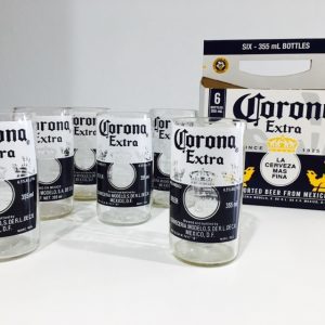 Upcycled Corona Stubby Bottle Tumbler Drinking Glasses – Set of 6