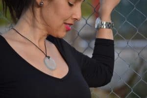 Aqua Full Moon Neck Lace Upcycled Sparkling Bottle