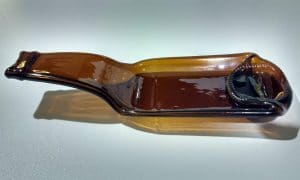Hila Upcycle Stubby Bottle Nibbles Dish Amber Side View