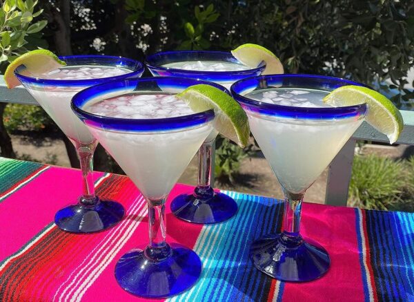 Mexican Marguerita Glass Blue Rim 400mL - Image 2